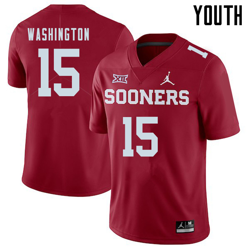 Jordan Brand Youth #15 Bryson Washington Oklahoma Sooners College Football Jerseys Sale-Crimson